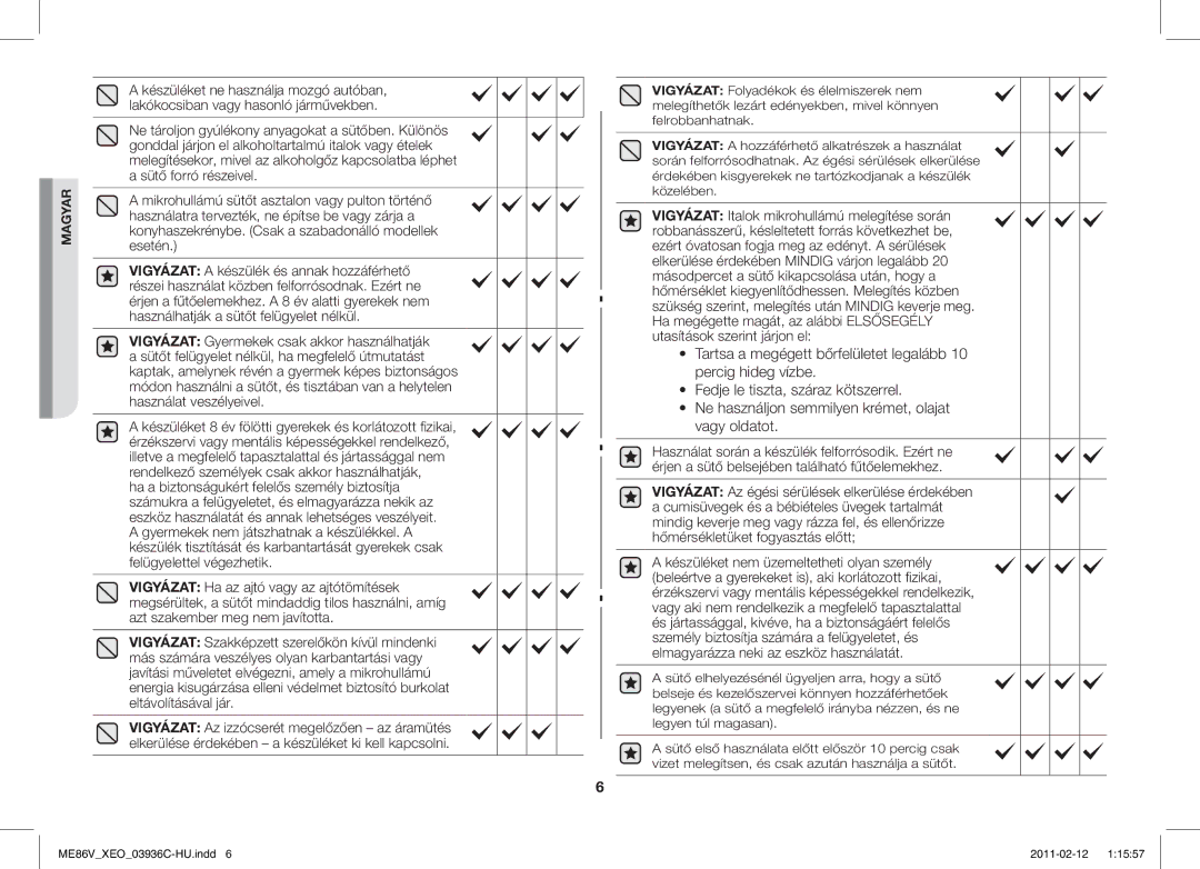 Samsung ME86V-SS/XEO manual Magyar 