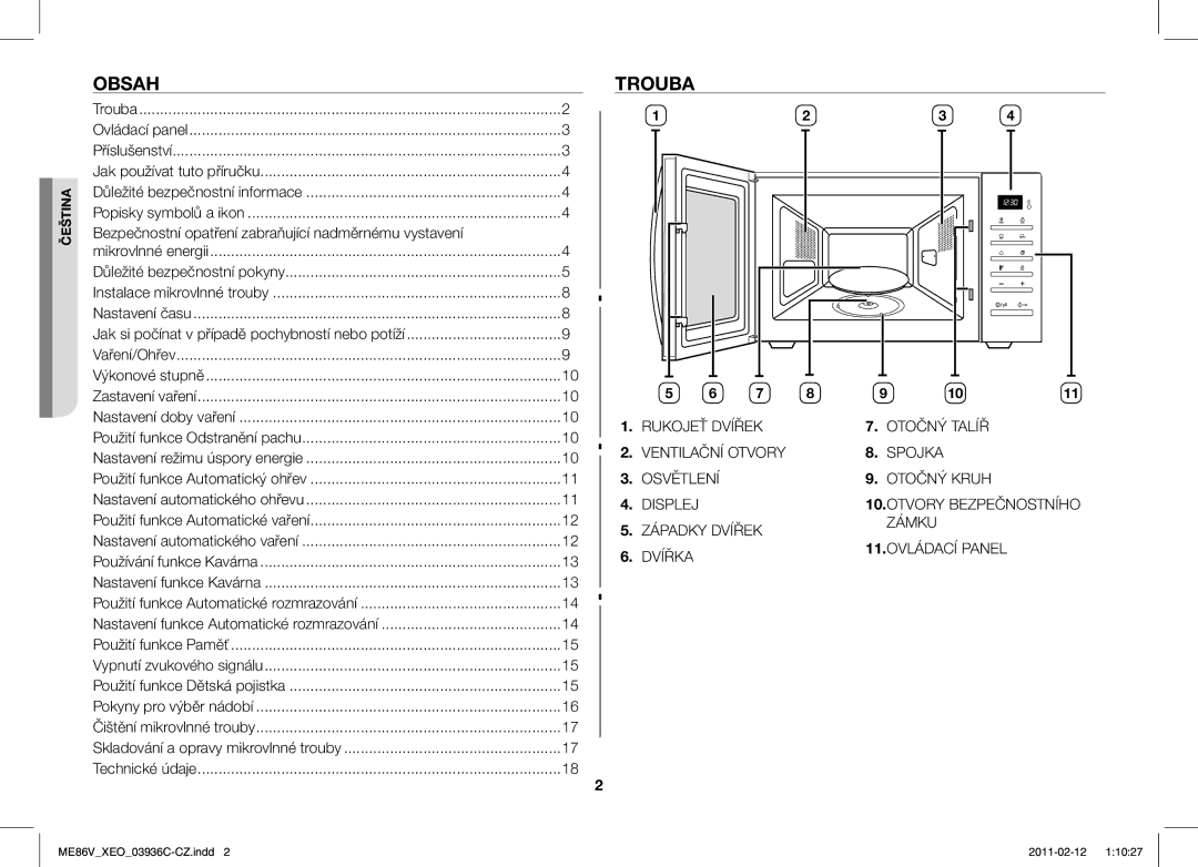 Samsung ME86V-SS/XEO manual Trouba, Bezpečnostní opatření zabraňující nadměrnému vystavení 