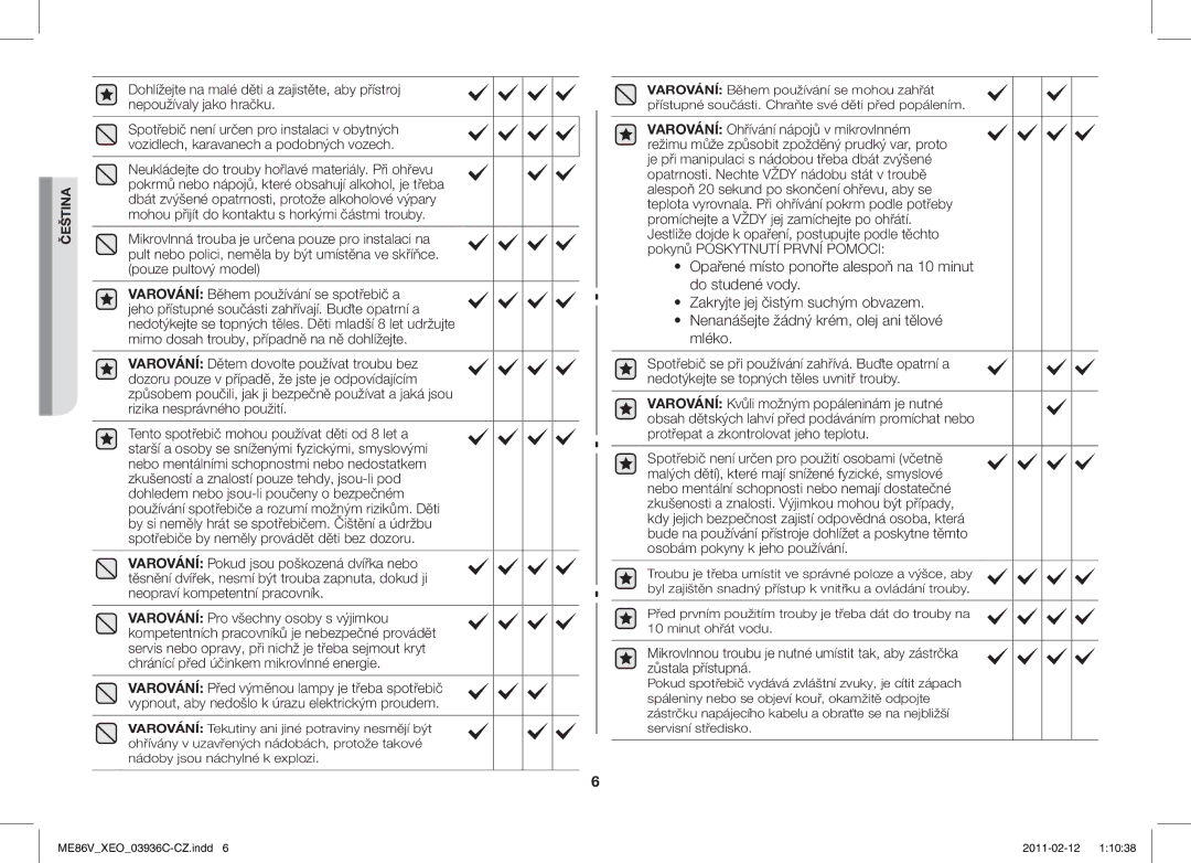 Samsung ME86V-SS/XEO manual Čeština 