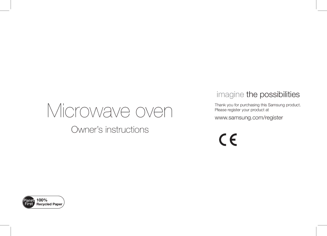 Samsung ME86V-SS/XEO manual Microwave oven 