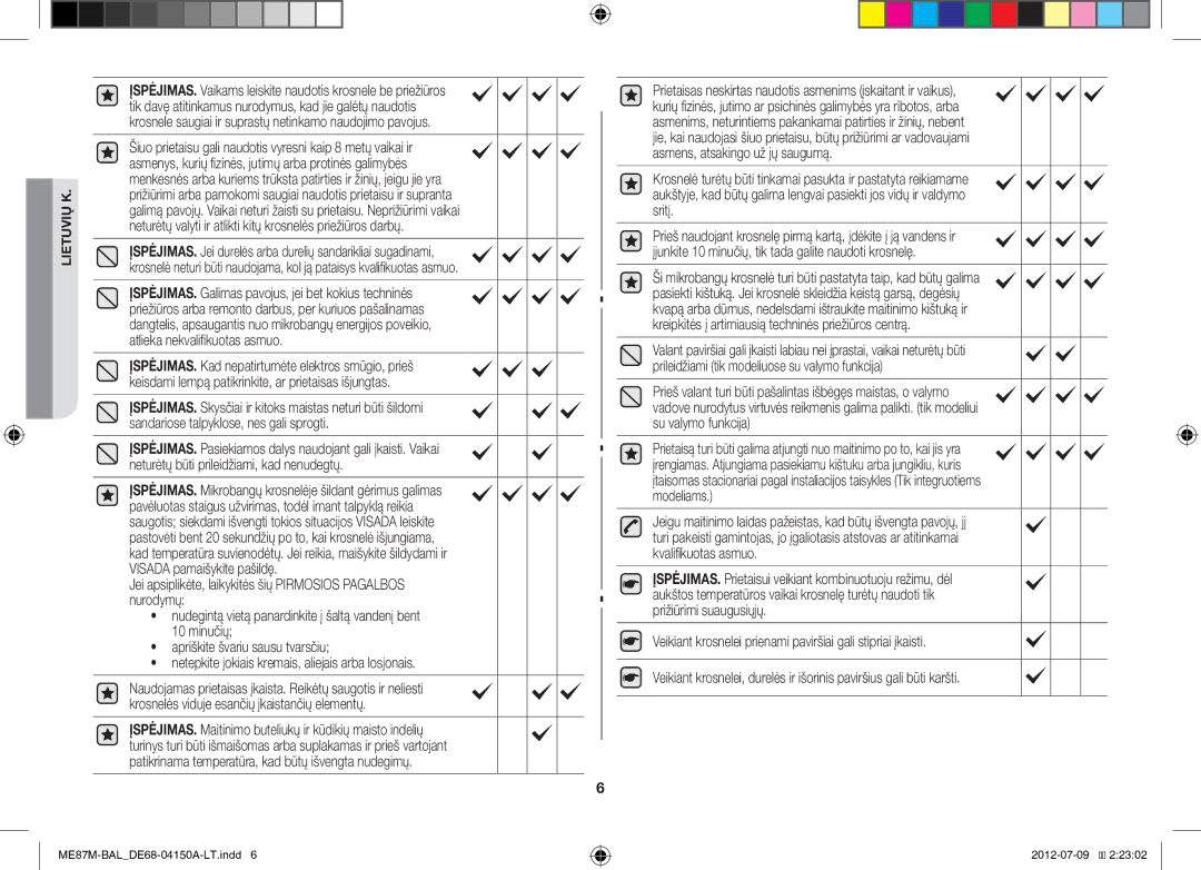 Samsung ME87M/SLI manual Lietuvių K 