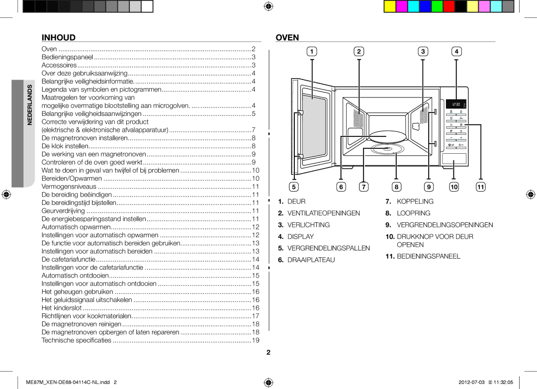 Samsung ME87M/XEN manual Inhoud, Oven, Maatregelen ter voorkoming van, Correcte verwijdering van dit product 