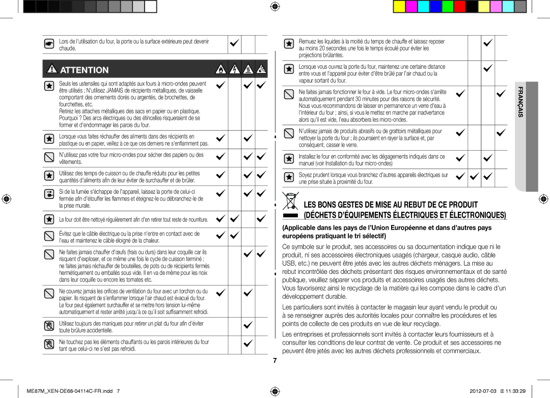 Samsung ME87M/XEN manual Français 