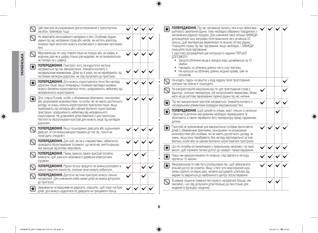 Samsung ME88SSTR/BWT manual ПОПЕРЕДЖЕННЯ. Щоб запобігти опікам, вміст пляшок із молоком, Дитини 