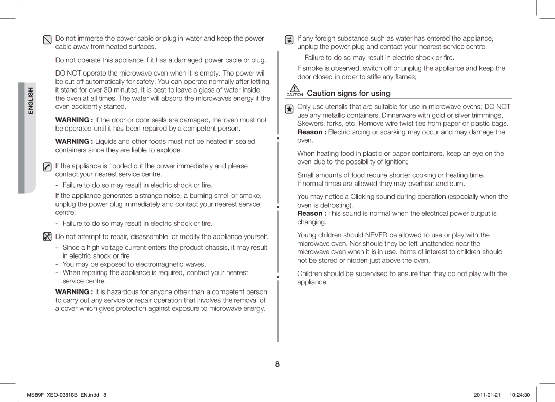 Samsung ME89F-1S/XEO manual English 