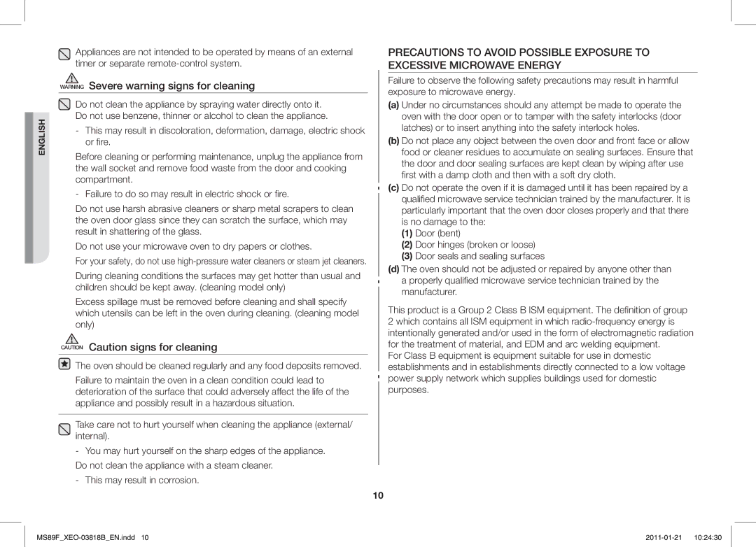 Samsung ME89F-1S/XEO manual English 