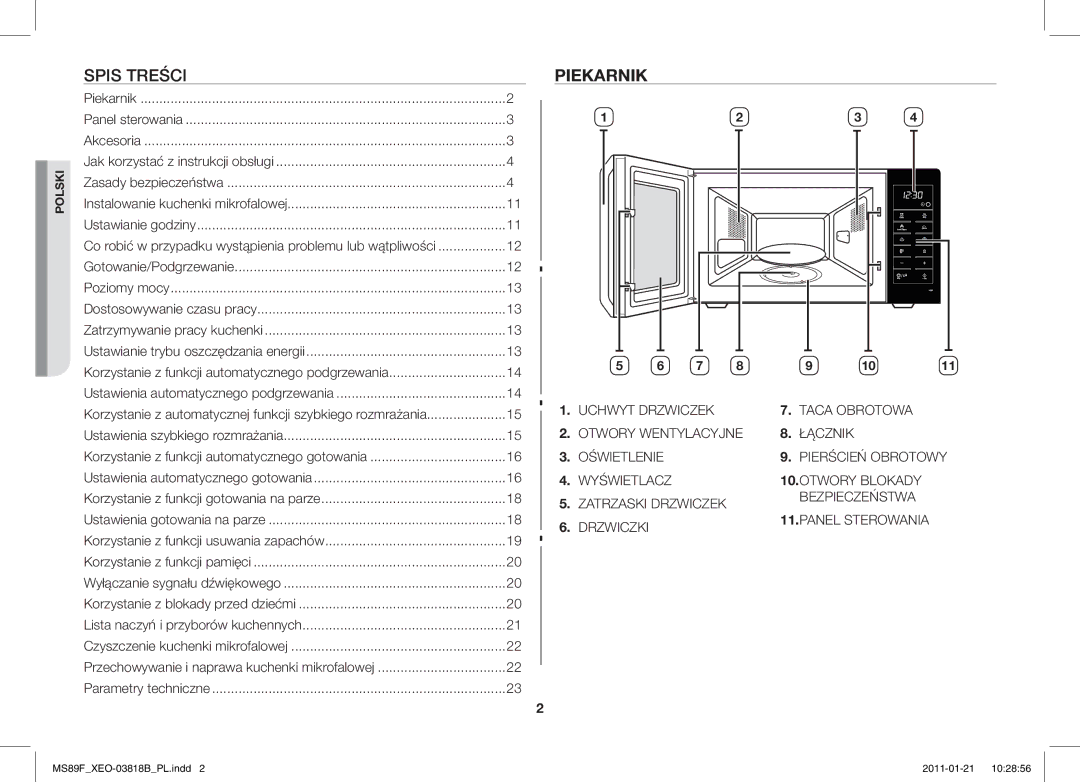 Samsung ME89F-1S/XEO manual Piekarnik, Dostosowywanie czasu pracy 