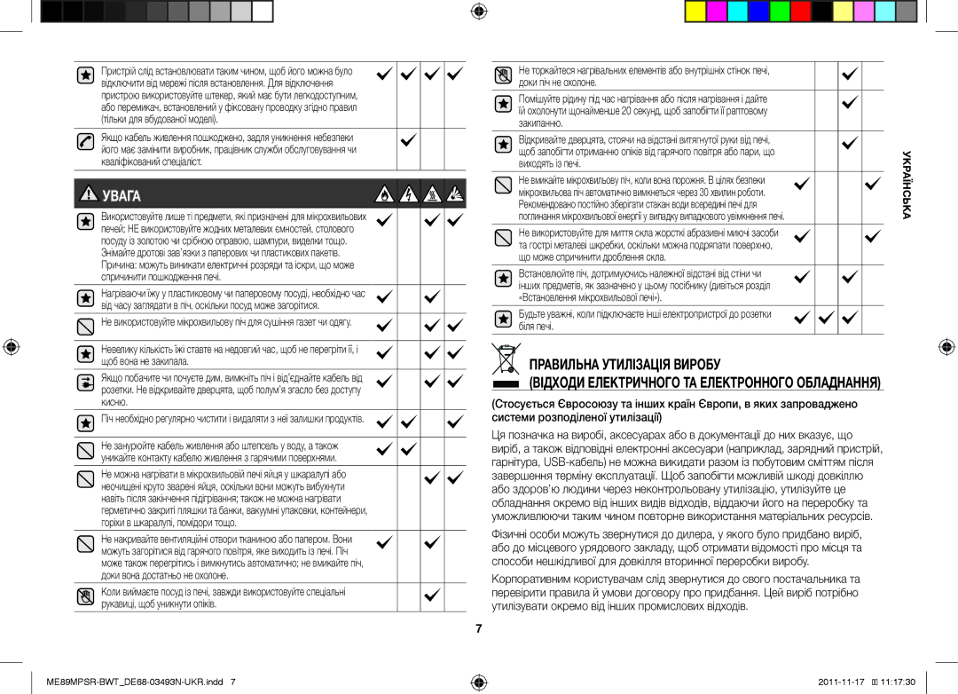 Samsung ME89MPSR/BWT manual Правильна Утилізація Виробу, Доки піч не охолоне, Виходять із печі 