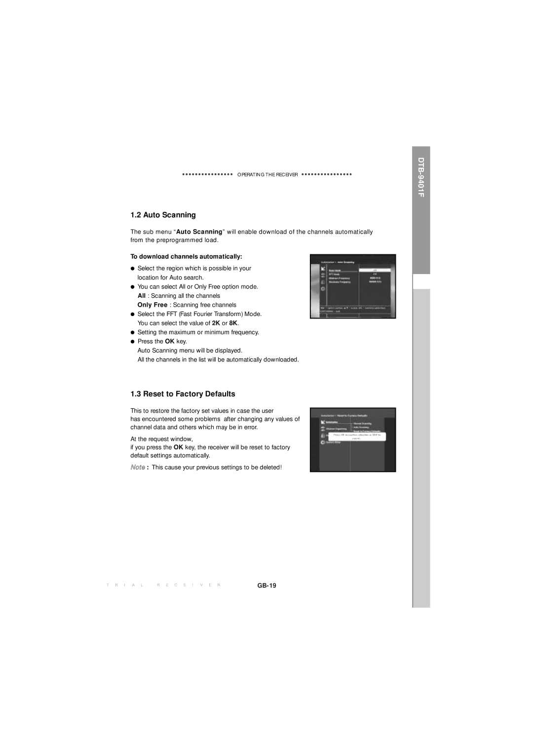 Samsung MF68-00271A manual Auto Scanning, Reset to Factory Defaults, To download channels automatically 