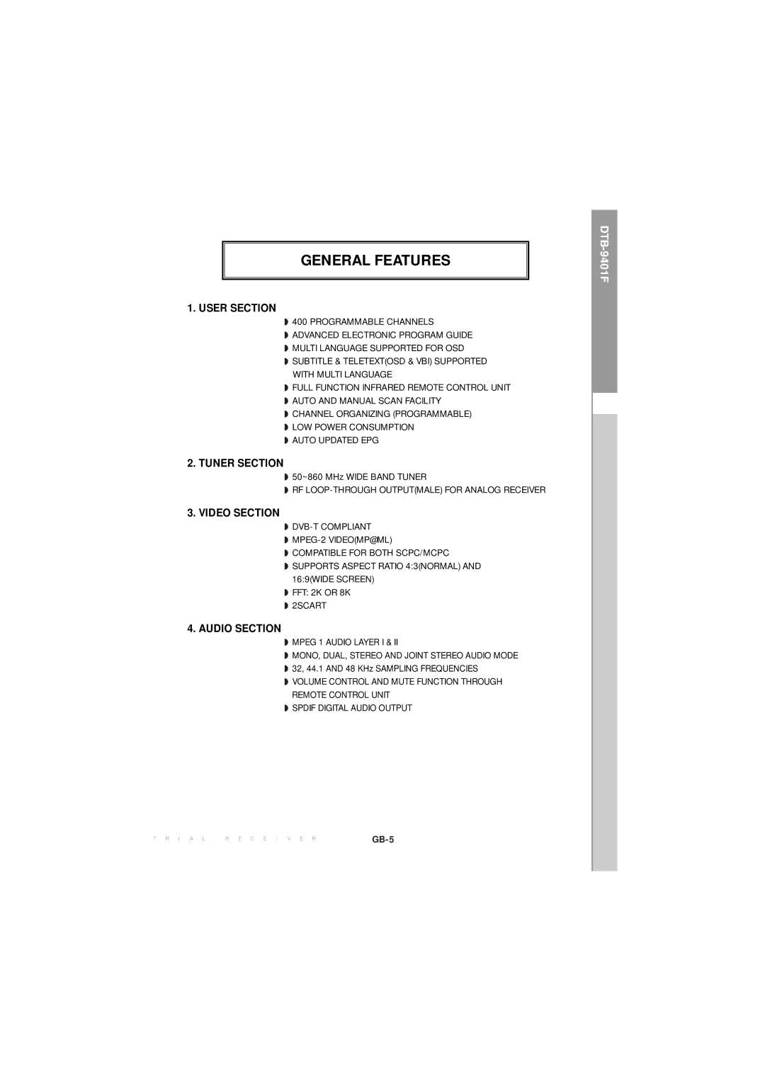 Samsung MF68-00271A manual General Features, User Section 