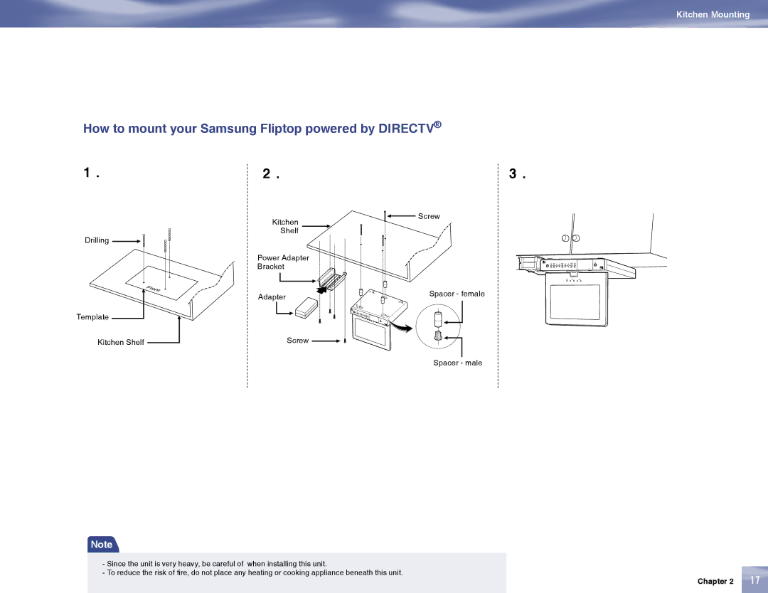 Samsung SL10D10, MF68-00389A-00 manual How to mount your Samsung Fliptop powered by Directv 