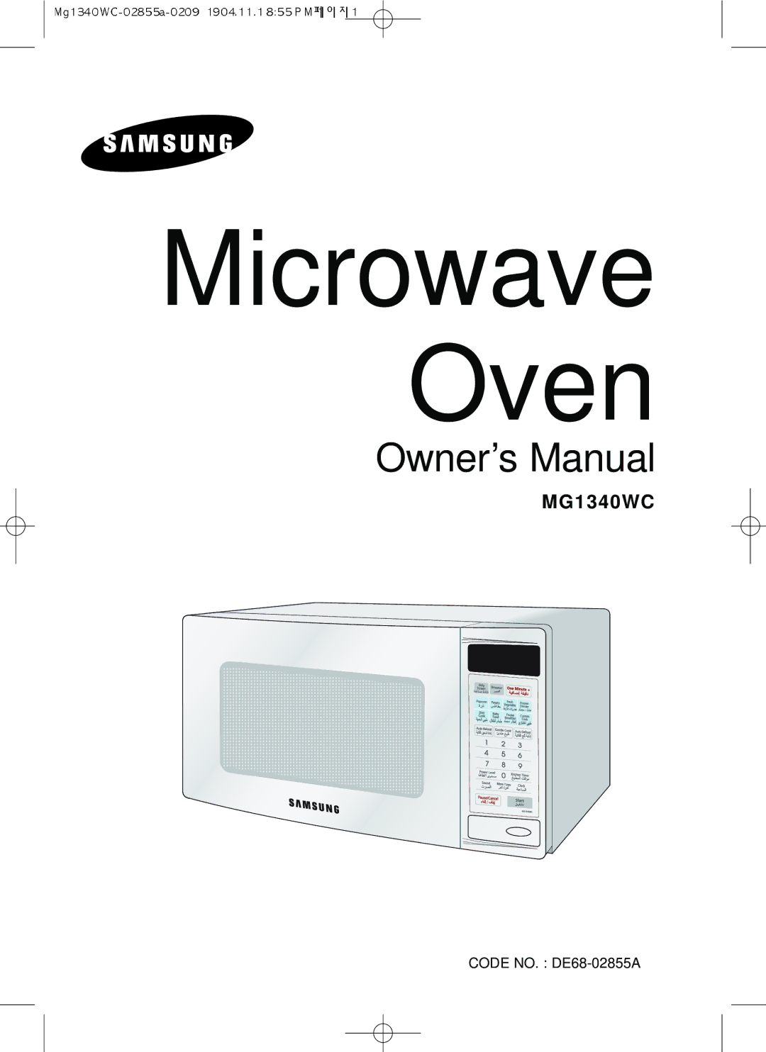 Samsung MG1340WC/ZAM, MG1340WC-B/ZAM manual Microwave Oven 