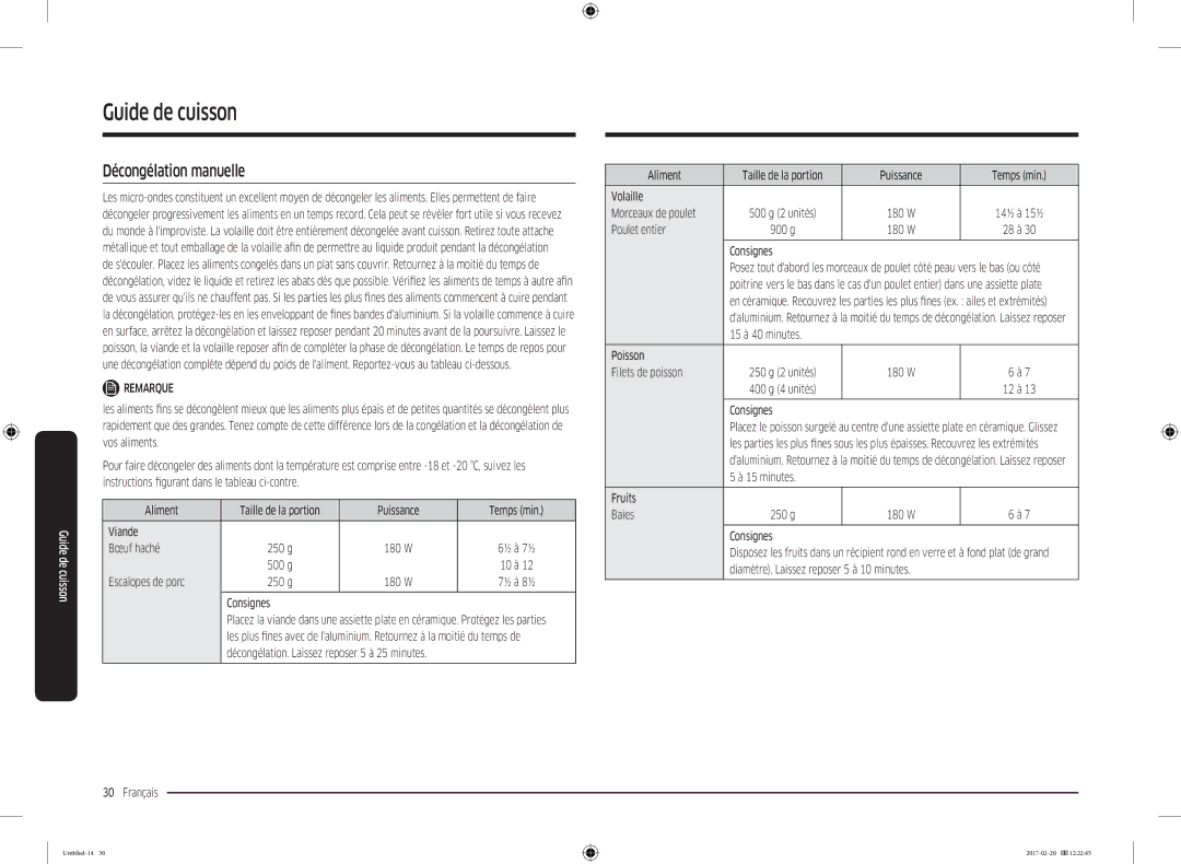 Samsung MG22M8054AK/EF manual Décongélation manuelle 