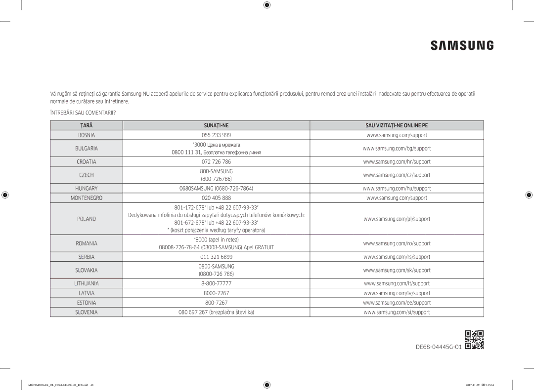 Samsung MG22M8054AK/OL manual DE68-04445G-01 