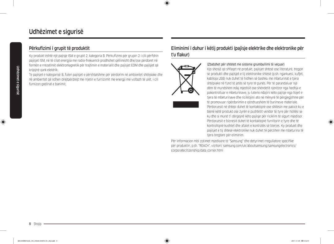 Samsung MG22M8054AK/OL manual Përkufizimi i grupit të produktit, Zbatohet për shtetet me sisteme grumbullimi të veçuar 