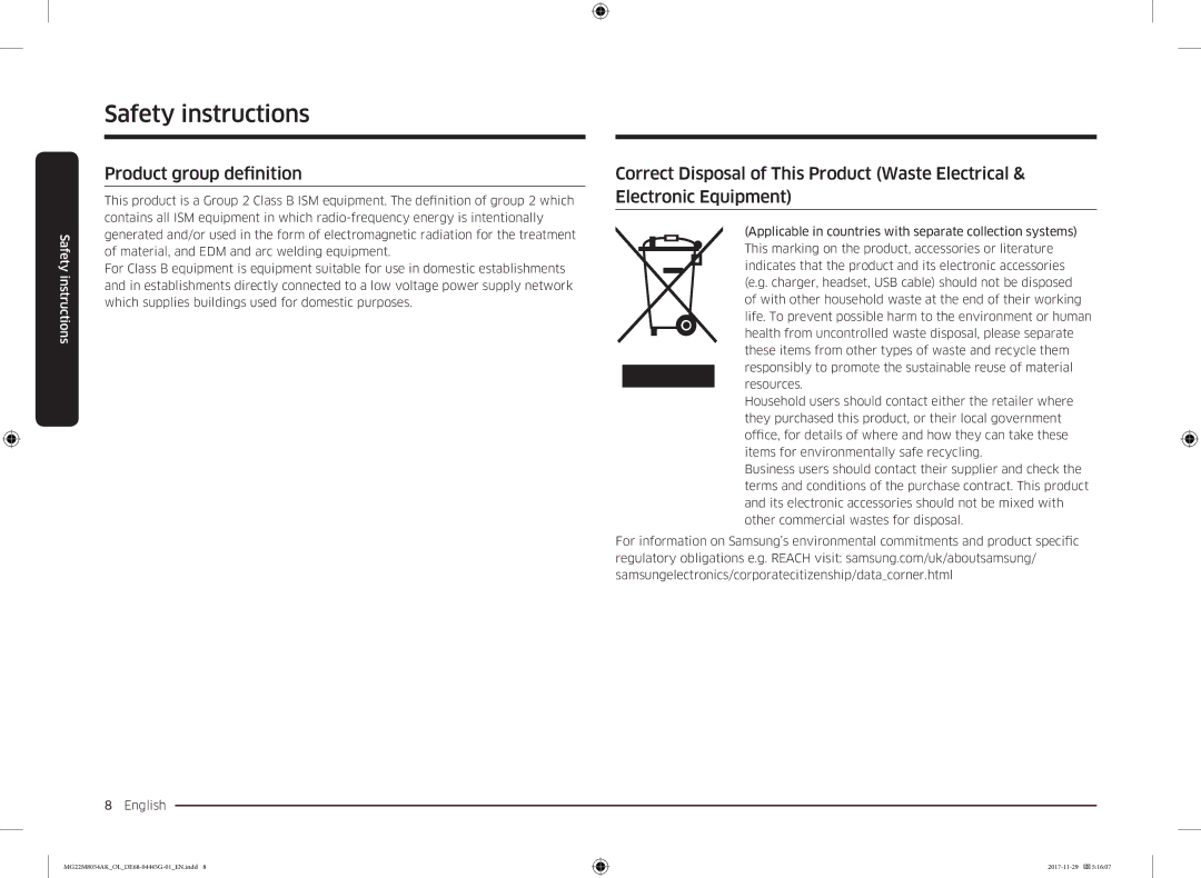 Samsung MG22M8054AK/OL manual Product group definition 