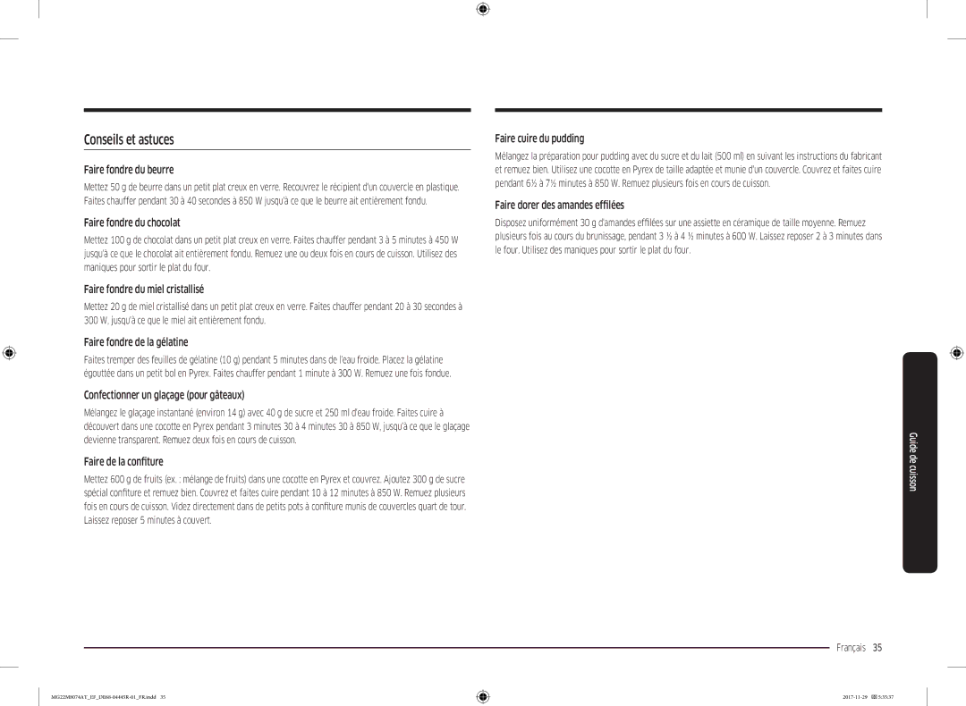 Samsung MG22M8074AT/EF manual Conseils et astuces 