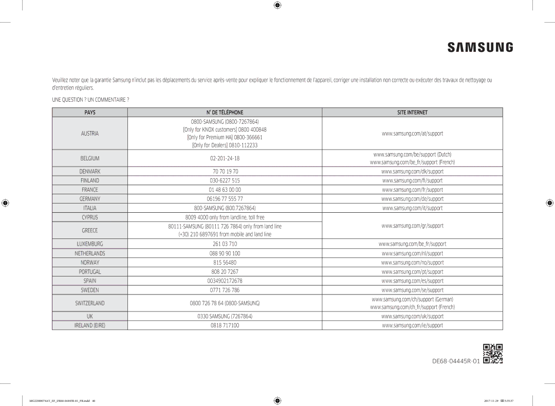 Samsung MG22M8074AT/EF manual DE68-04445R-01 