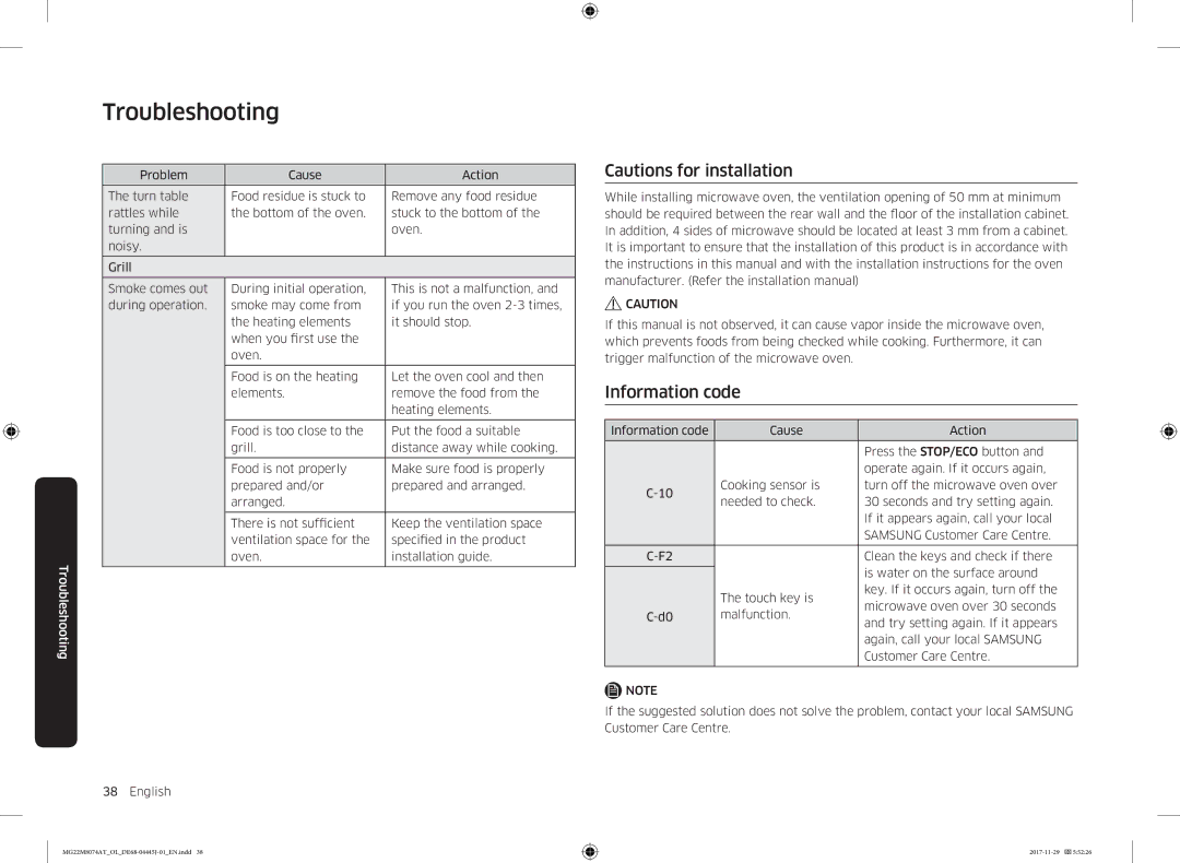 Samsung MG22M8074AT/OL manual Information code 