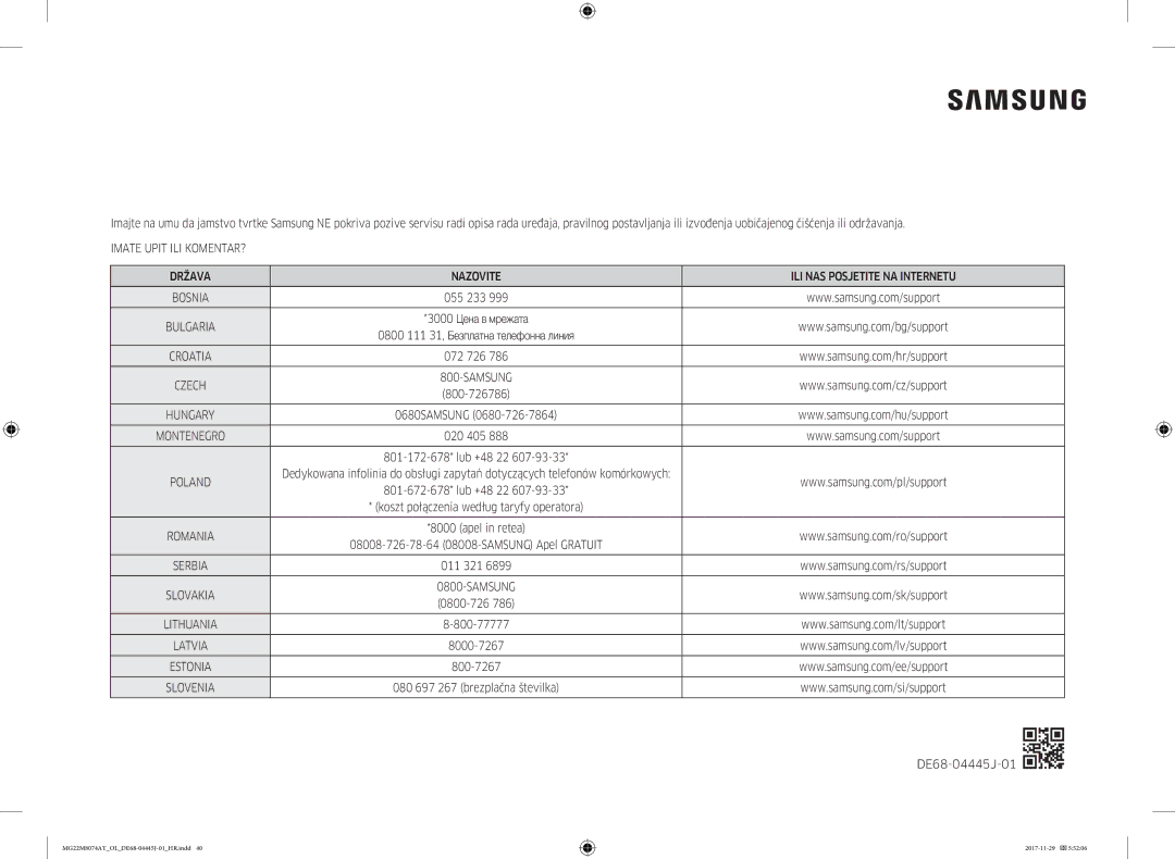 Samsung MG22M8074AT/OL manual 800-77777 