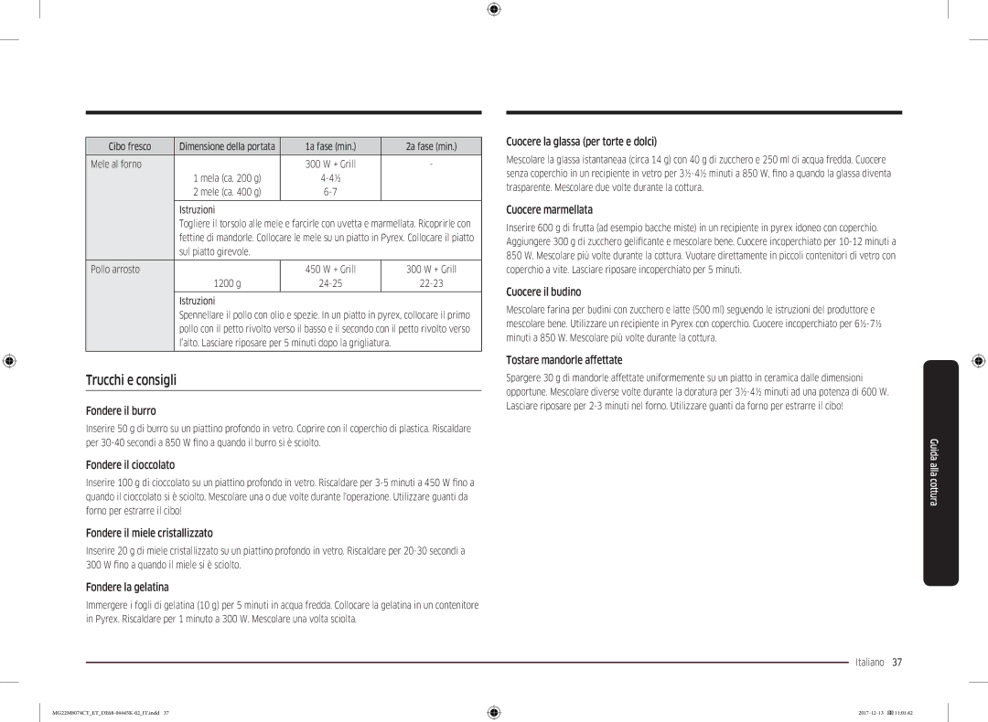 Samsung MG22M8074CT/ET manual Trucchi e consigli 