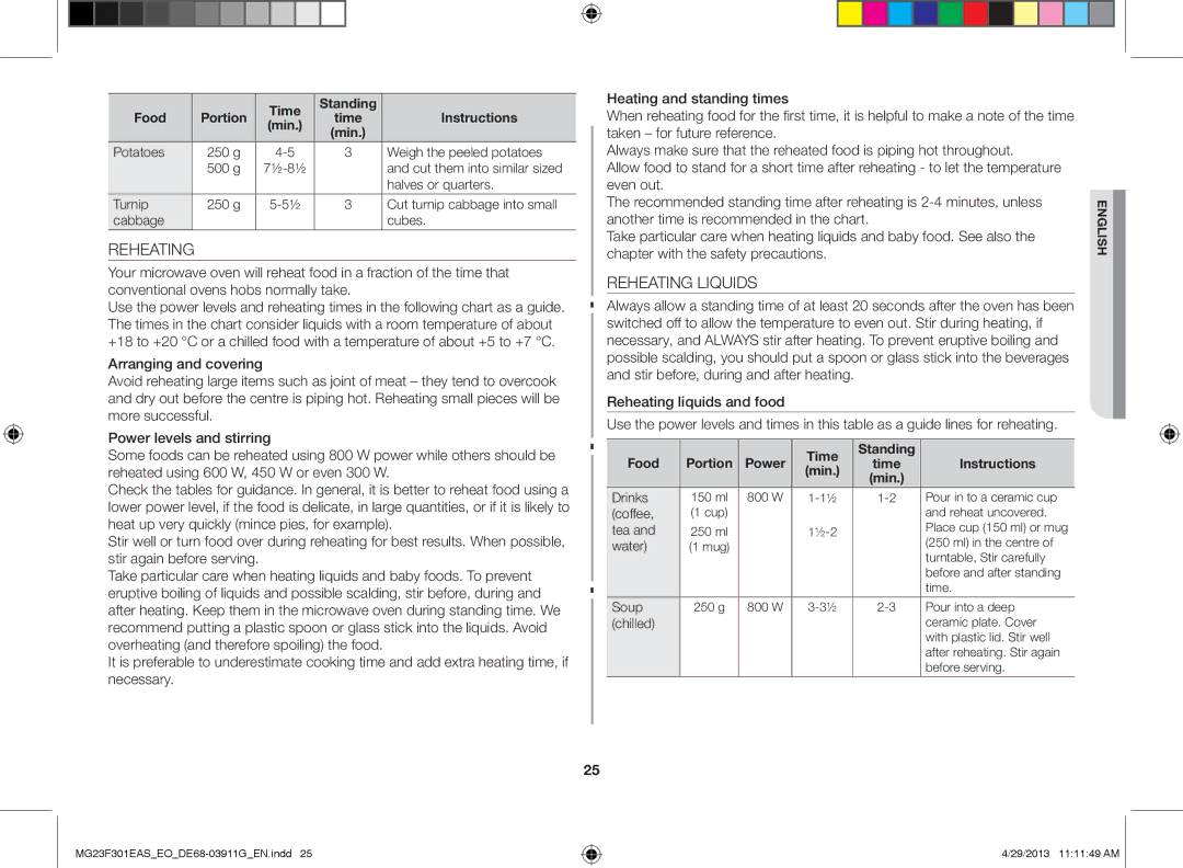 Samsung MG23F301EAS/EO manual Reheating Liquids 