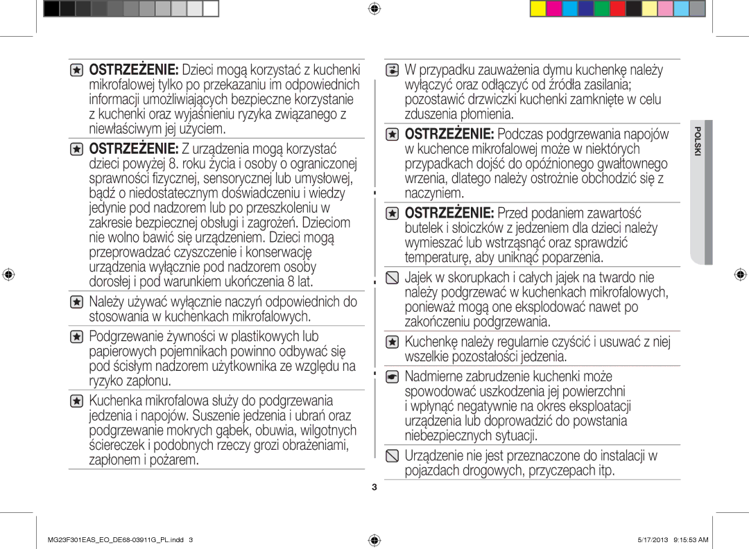 Samsung MG23F301EAS/EO manual Polski 