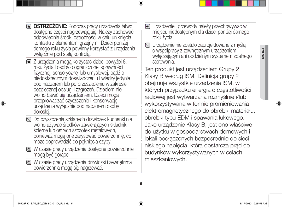 Samsung MG23F301EAS/EO manual Polski 