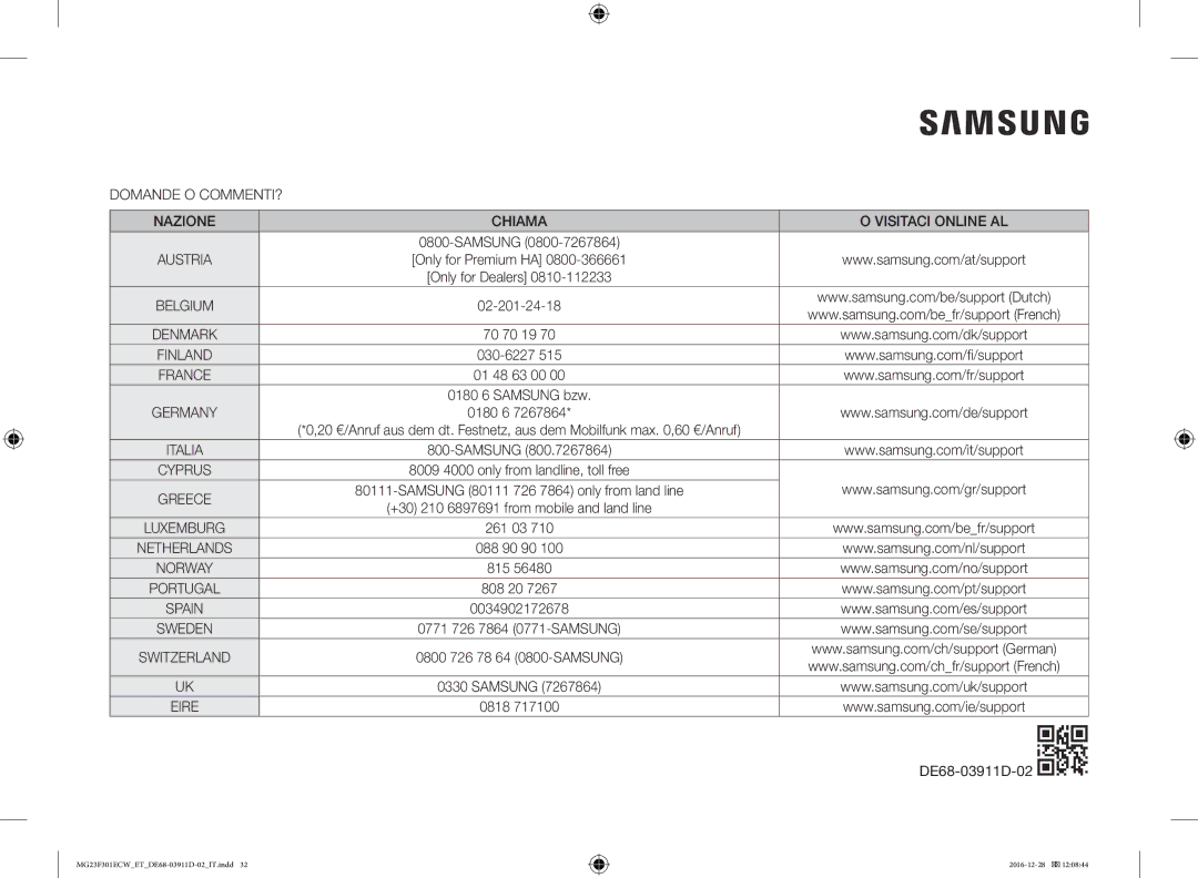 Samsung MG23F301ECW/ET manual Eire 