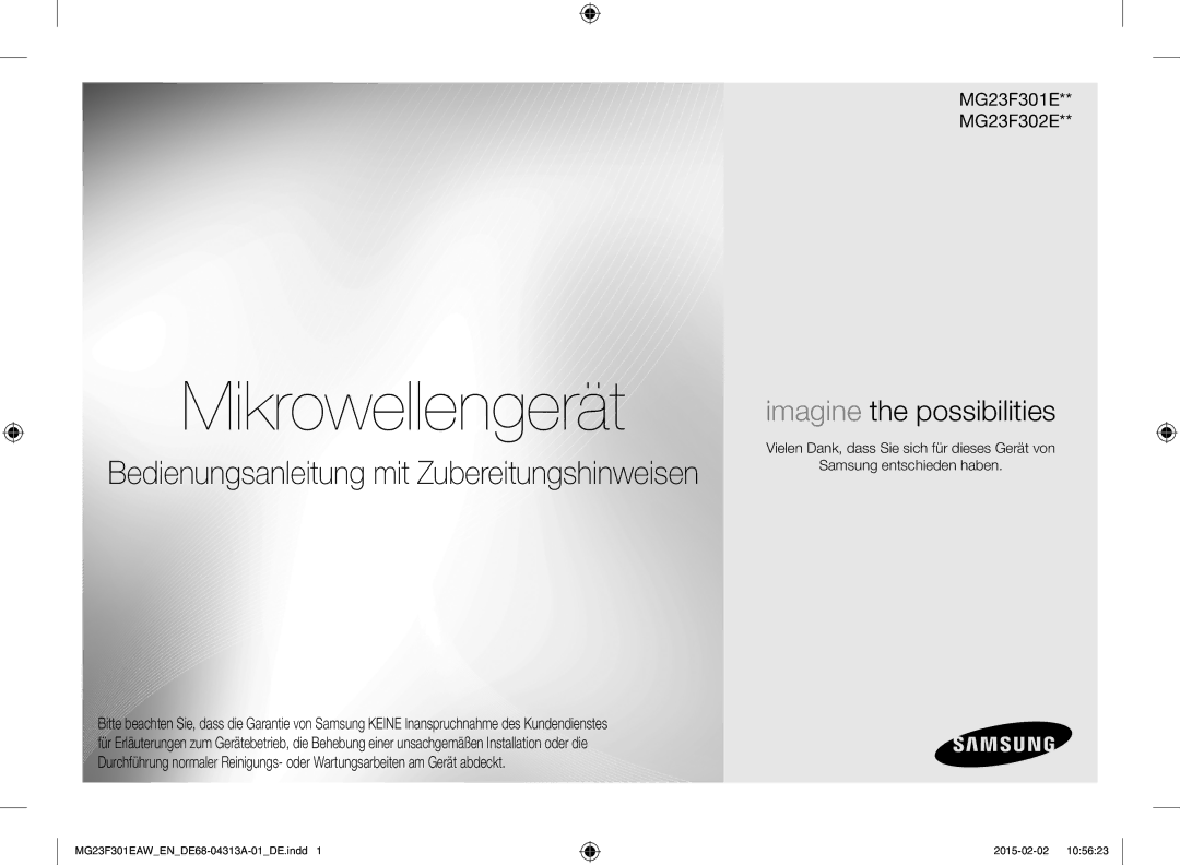 Samsung MG23F301ELW/EN, MG23F301ELW/EG manual Mikrowellengerät 