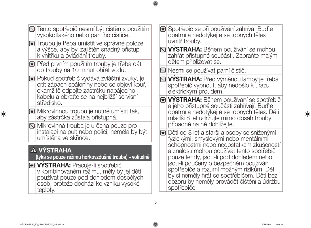 Samsung MG23F301ELW/EO manual Týká se pouze režimu horkovzdušná trouba volitelně 