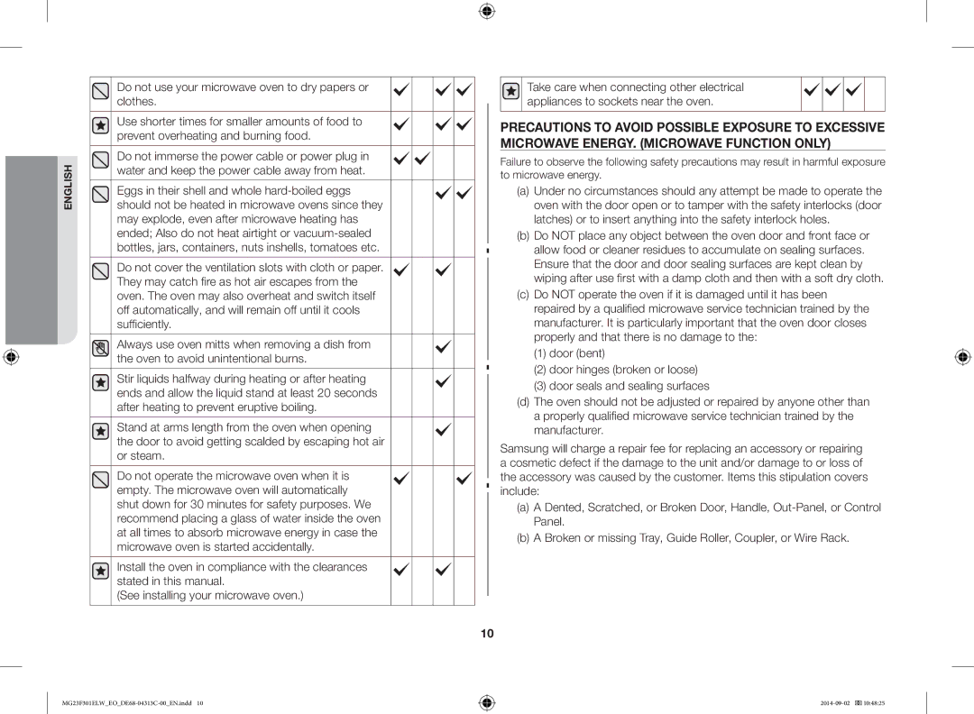 Samsung MG23F301ELW/EO manual English 