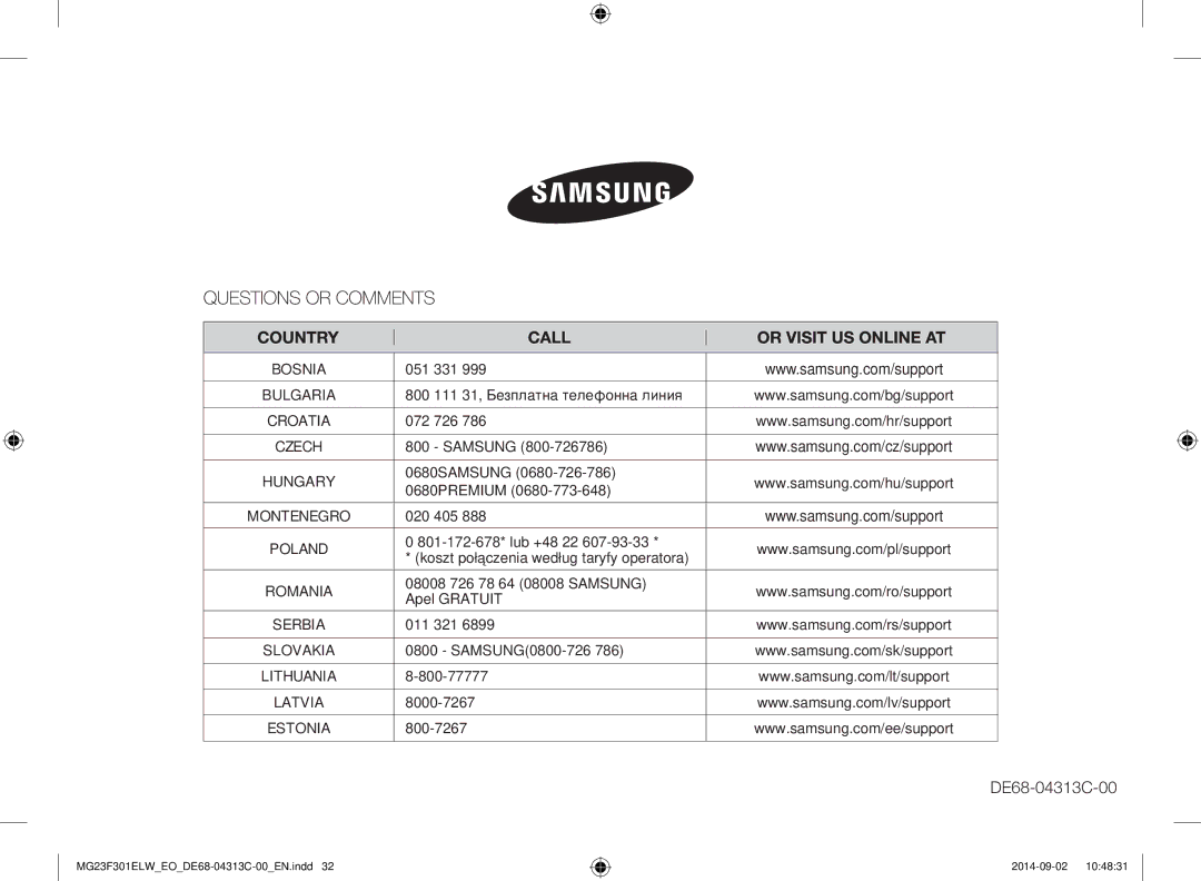 Samsung MG23F301ELW/EO manual 104831 