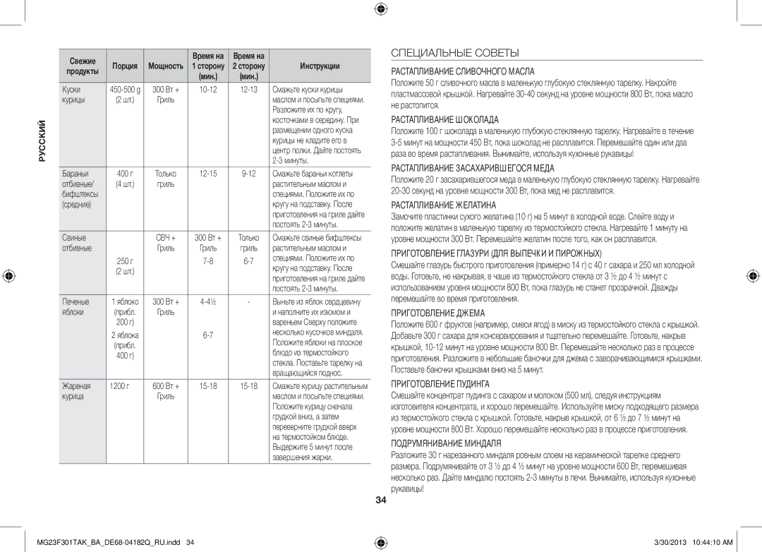 Samsung MG23F301TAK/BA manual Специальные Советы 