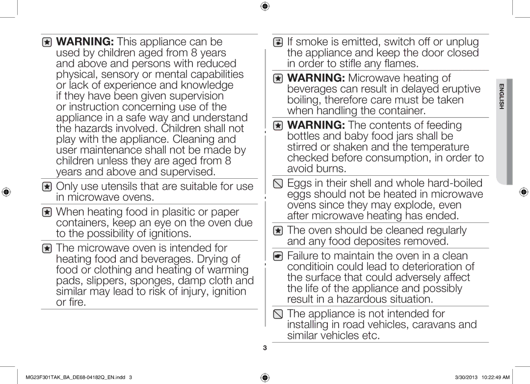 Samsung MG23F301TAK/BA manual English 