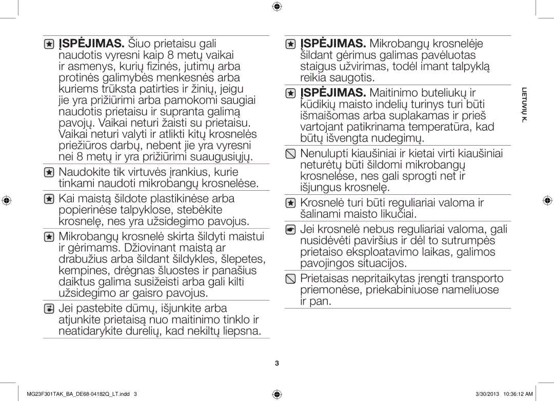 Samsung MG23F301TAK/BA manual Lietuvių K 