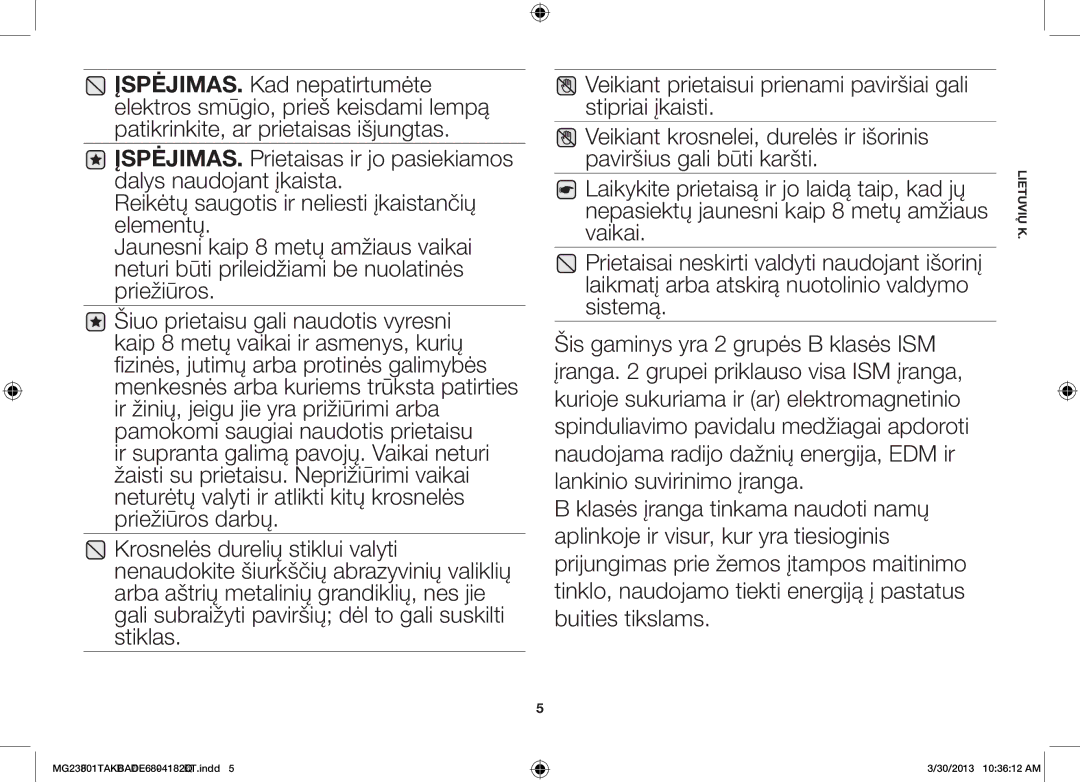 Samsung MG23F301TAK/BA manual Lietuvių K 