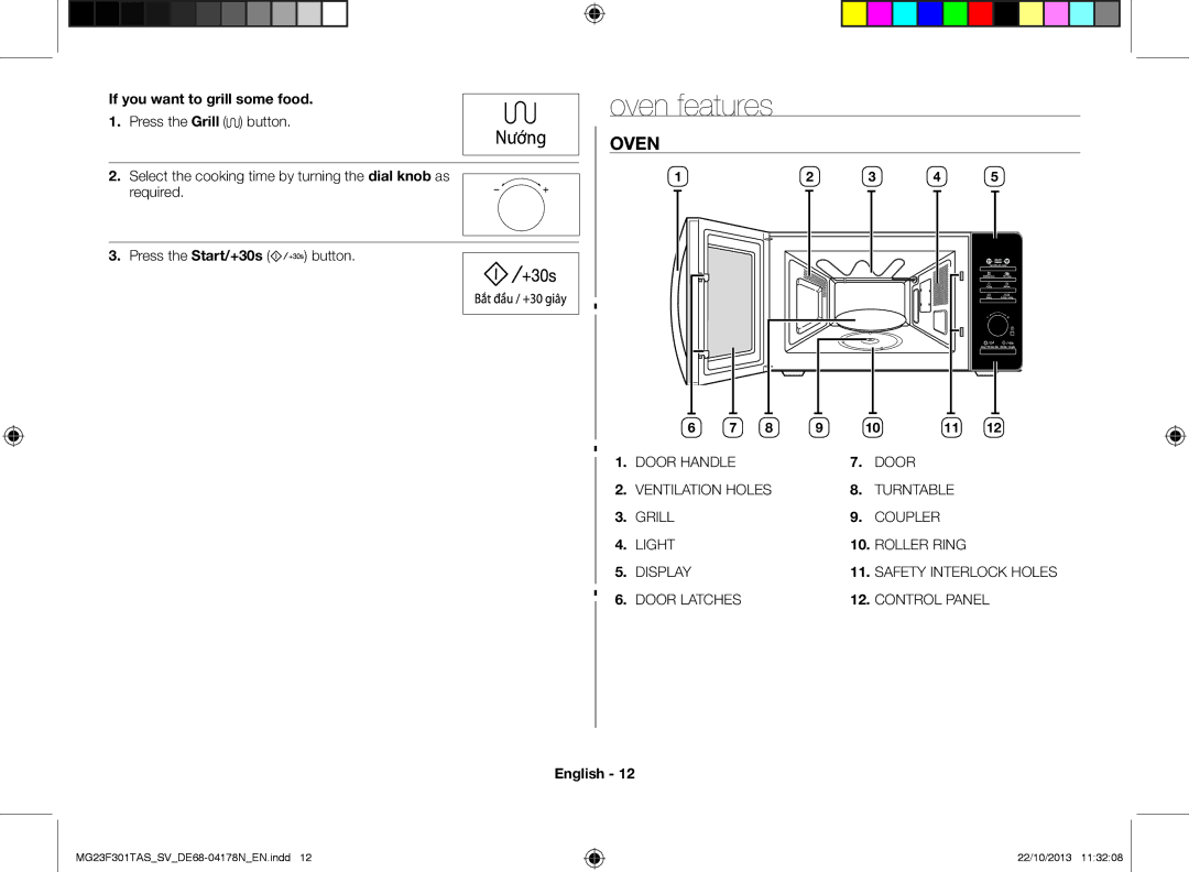 Samsung MG23F301TAS/SV manual Oven features, If you want to grill some food 