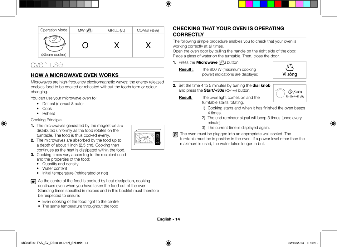 Samsung MG23F301TAS/SV Oven use, How a microwave oven works, Checking that your oven is operating correctly, Steam cooker 