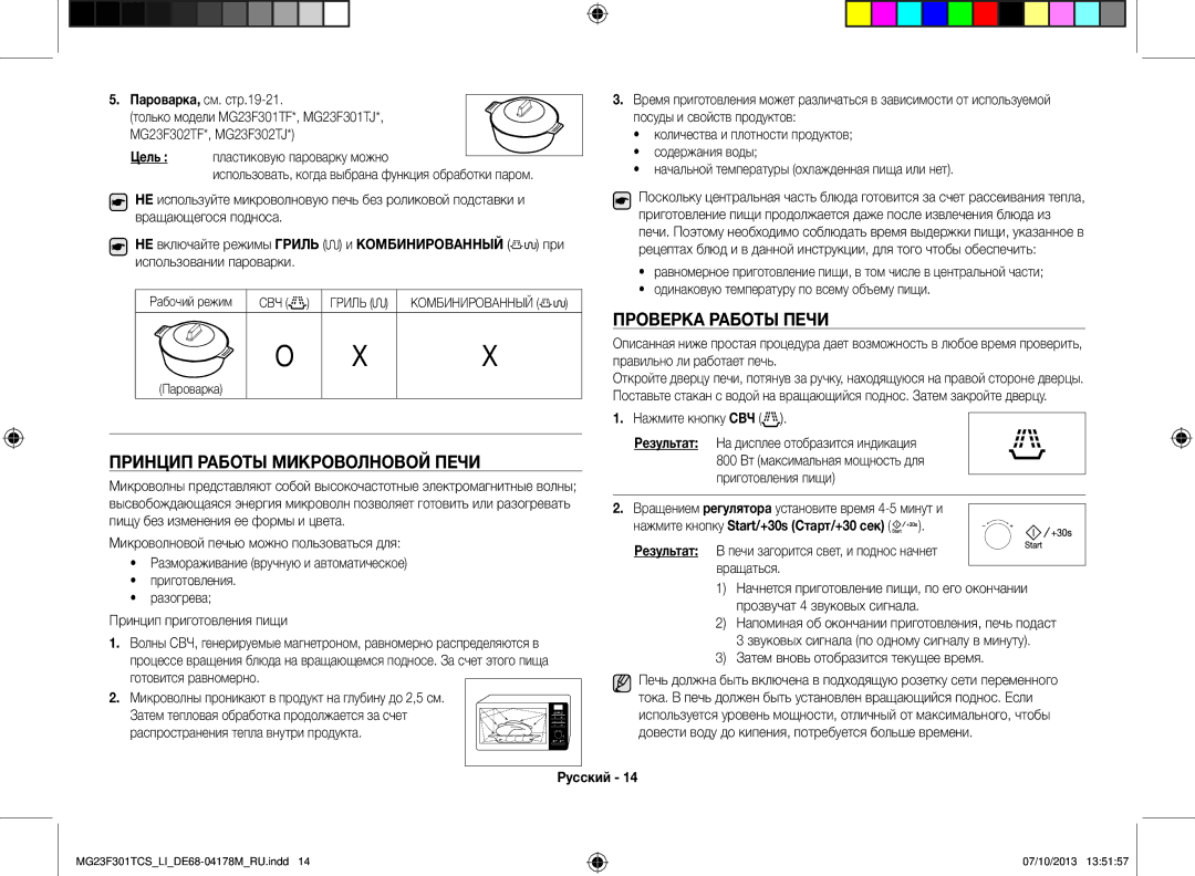 Samsung MG23F301TCS/LI manual Проверка работы печи, Принцип работы микроволновой печи, Цель, Комбинированный 