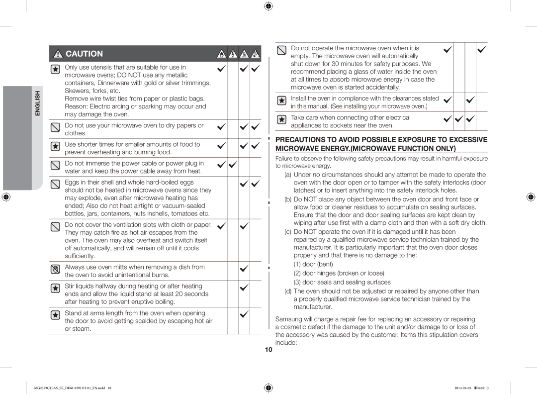 Samsung MG23F3C1EAS/EE manual English 