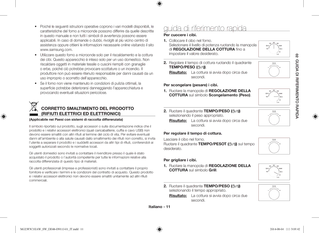 Samsung MG23F3C1EAS/SW manual Guida di riferimento rapida 