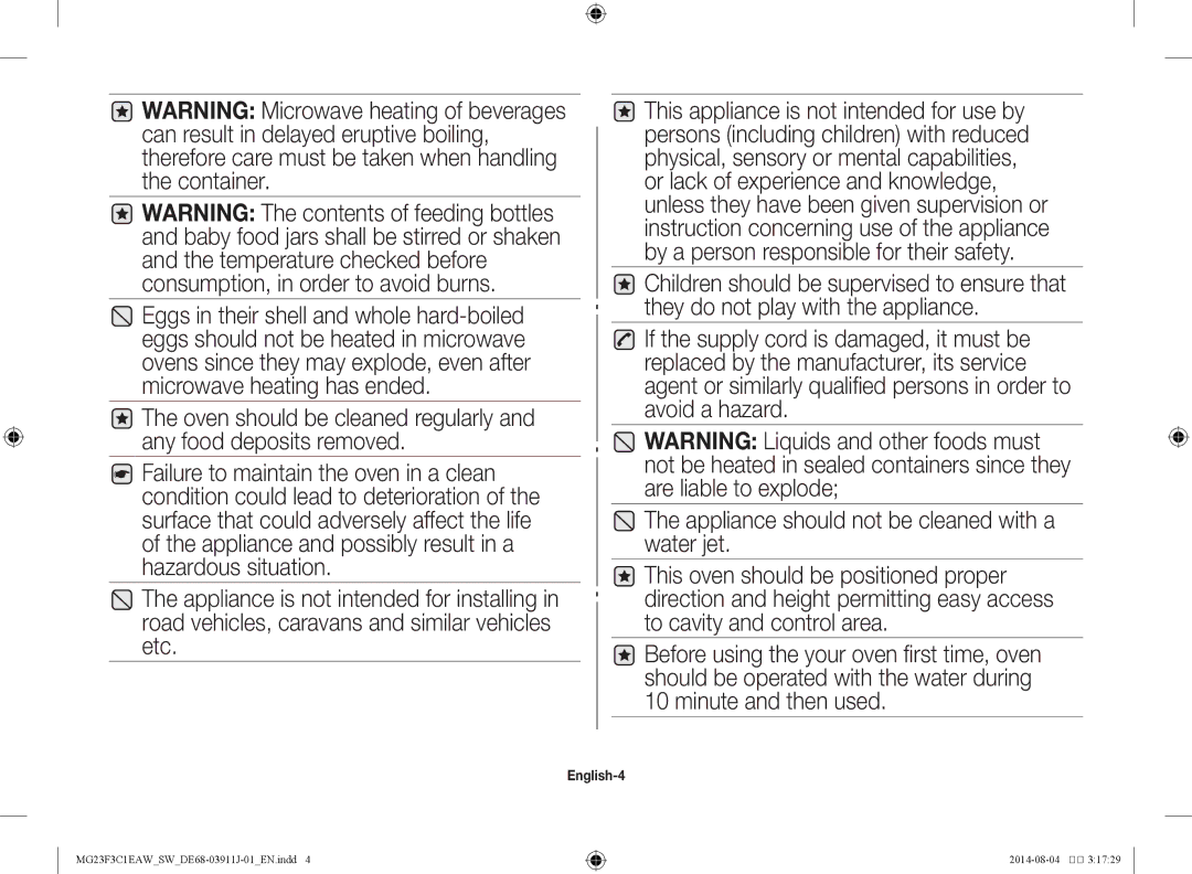 Samsung MG23F3C1EAS/SW manual English-4 