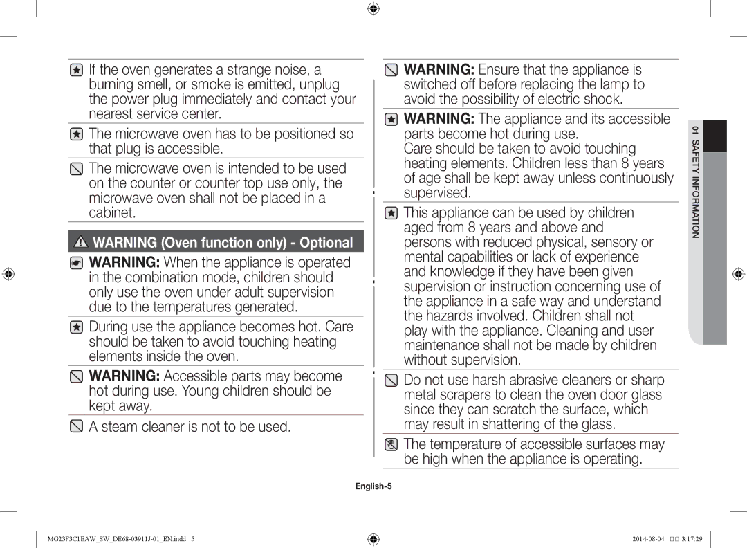 Samsung MG23F3C1EAS/SW manual English-5 