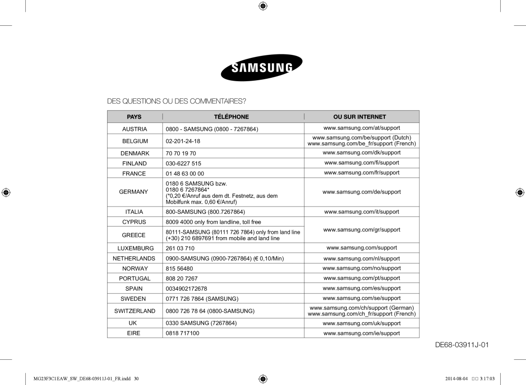 Samsung MG23F3C1EAS/SW 02-201-24-18, 70 70 19, 030-6227, 01 48 63 00, 0180 6, 261 03, 815, 808 20, 0034902172678, 0818 