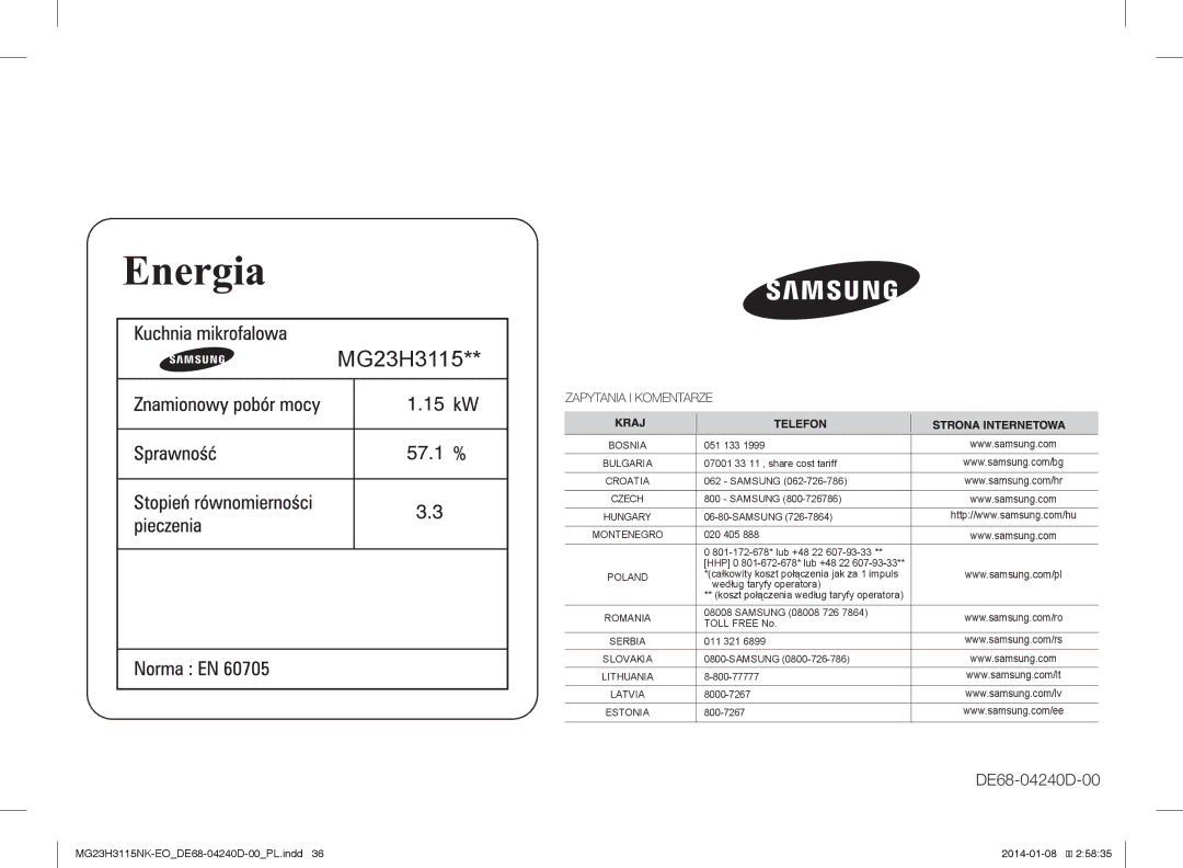 Samsung MG23H3115NK/EO manual 