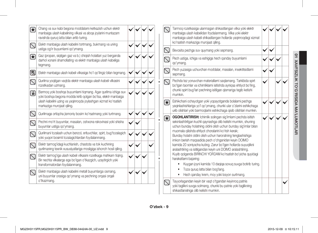 Samsung MG23H3115FR/BW, MG23H3115PR/BW manual Qoymang 