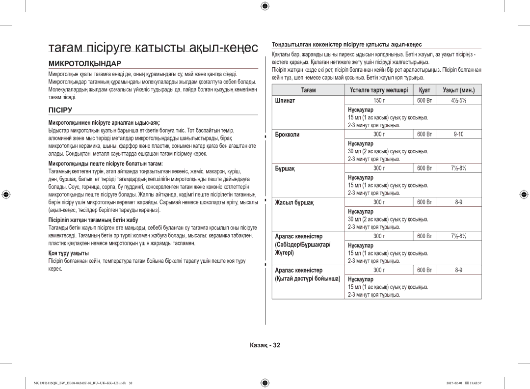 Samsung MG23H3115QK/BW manual Тағам пісіруге катысты ақыл-кеңес, Микротолқындар, Пісіру 