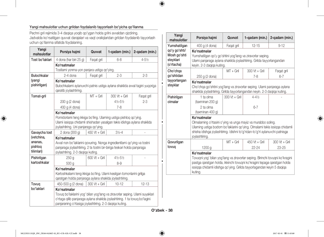 Samsung MG23H3115QK/BW manual Yangi 