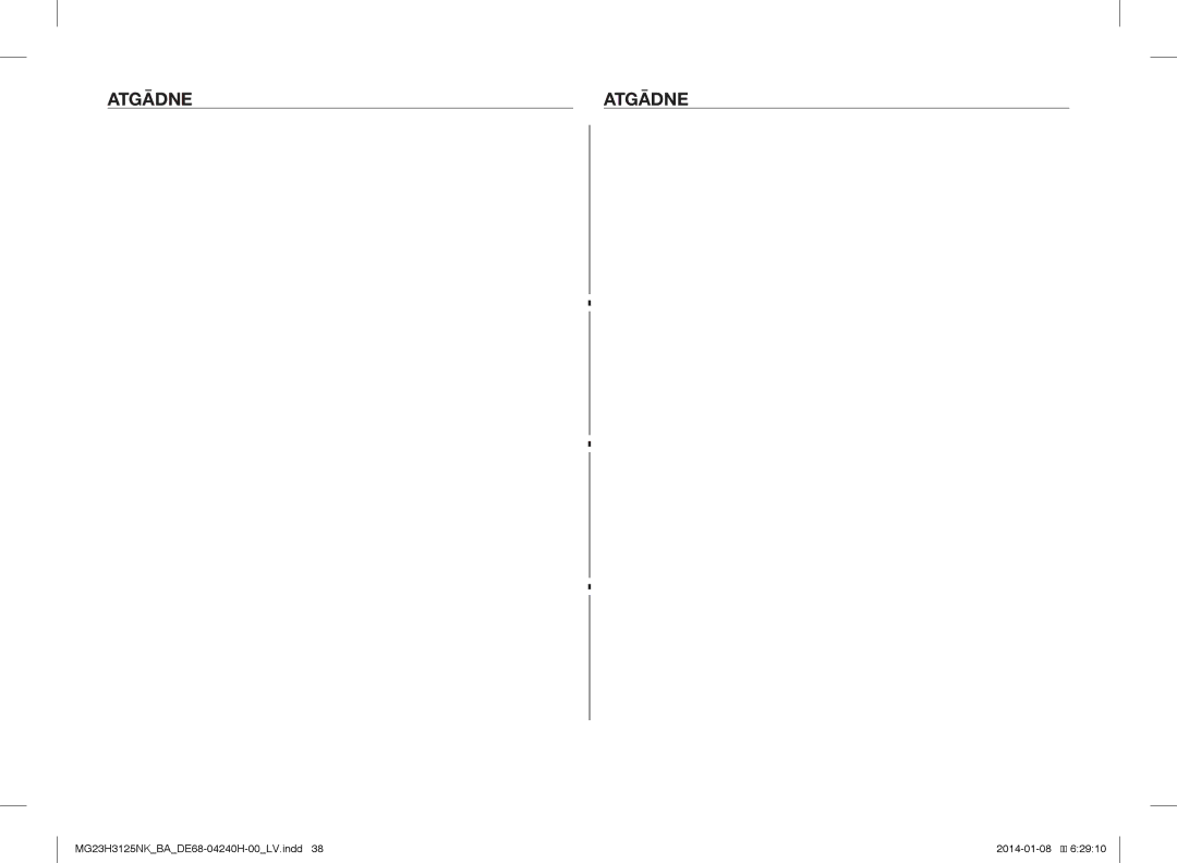 Samsung MG23H3125NK/BA manual Atgādne 